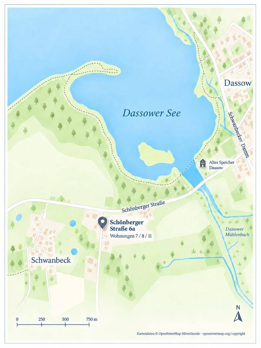 Die Lage am Dassower See